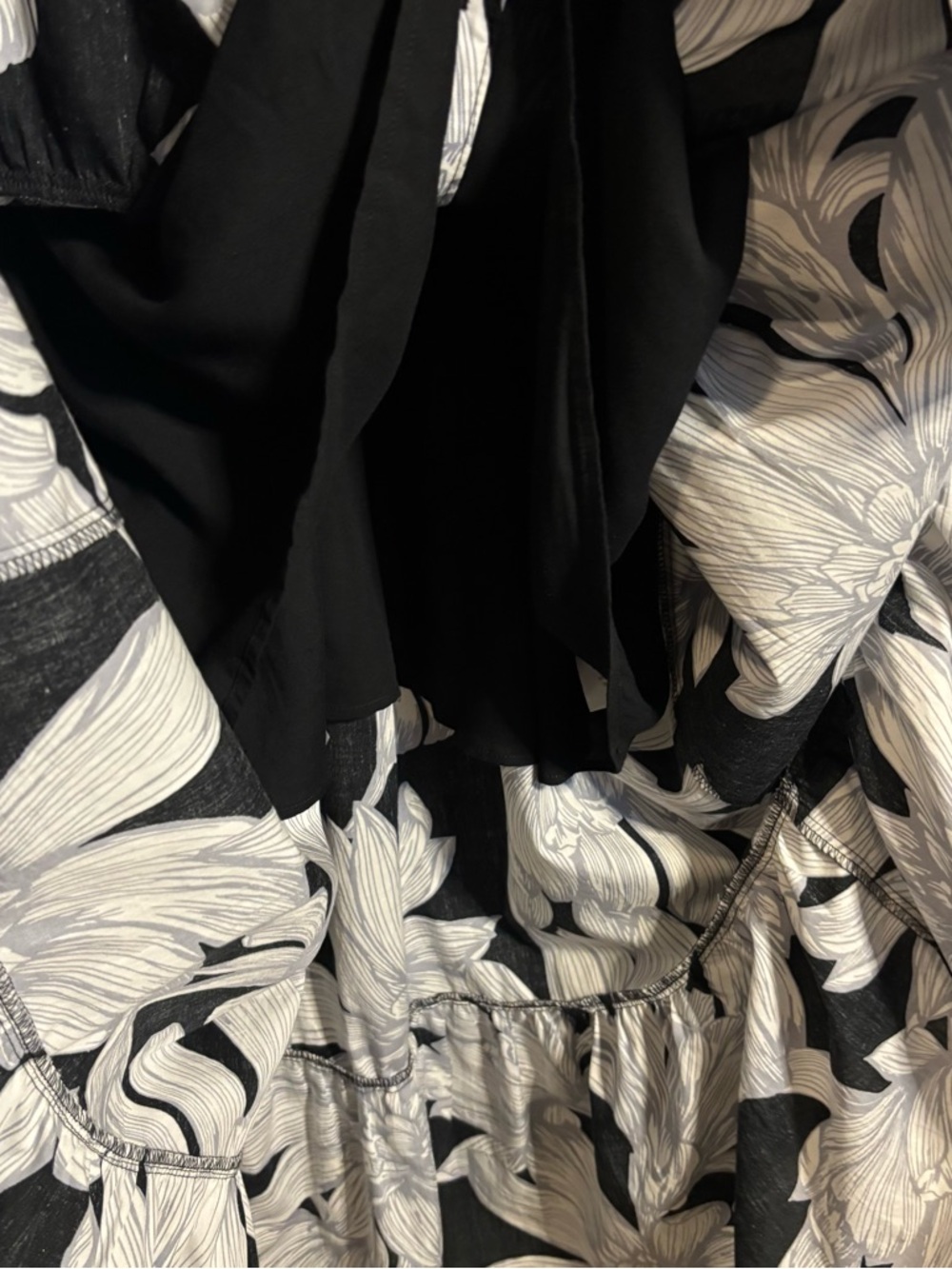 Maeve Anthropologie Floral Midi Dress Size 12 Black White Wrap Tiered NWOT Boho - Picture 9 of 16